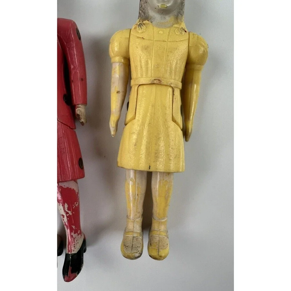 Vintage 1950's RENWAL Jointed Dollhouse MOTHER & DAUGHTER Plastic Toy Figures